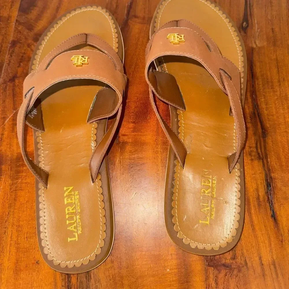 Lauren by Ralph Lauren Rosalind Sandal, Tan, EUC sz 11